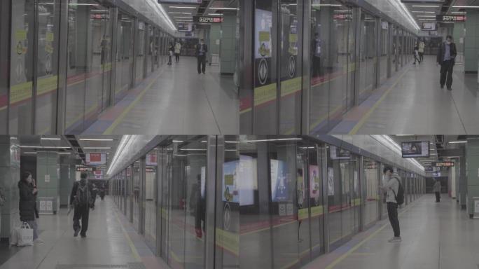 地铁站台人流车流画面