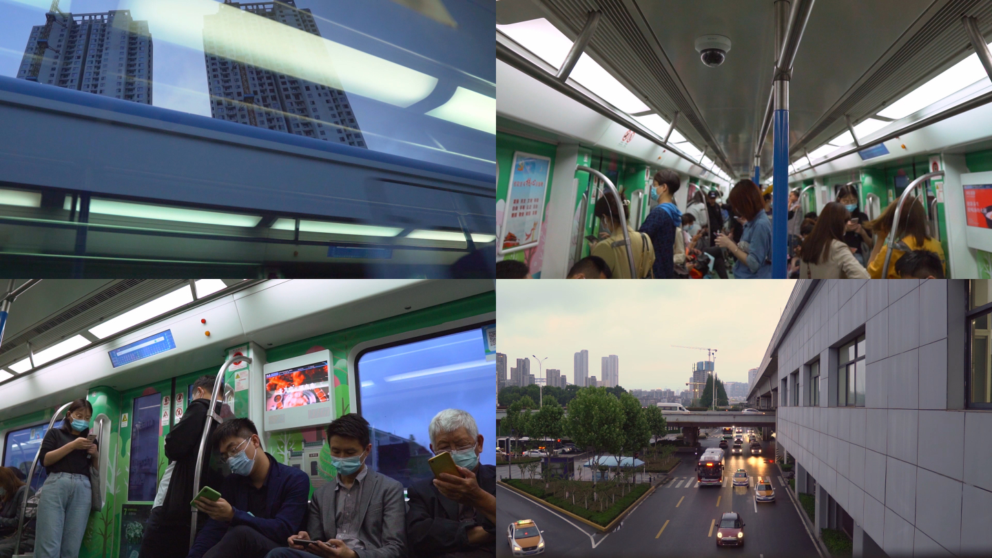合集-武汉轻轨地铁列车出发乘客