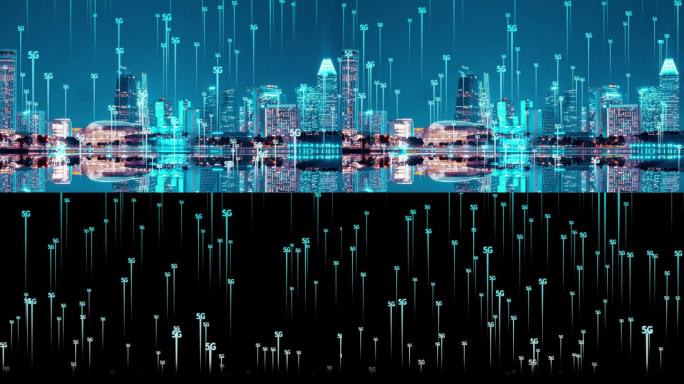 科技城市5G光线粒子上升