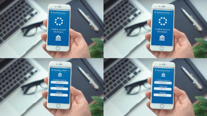 在智能手机上的银行应用程序上检查银行账户