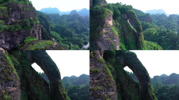 航拍江西龙虎山象鼻山