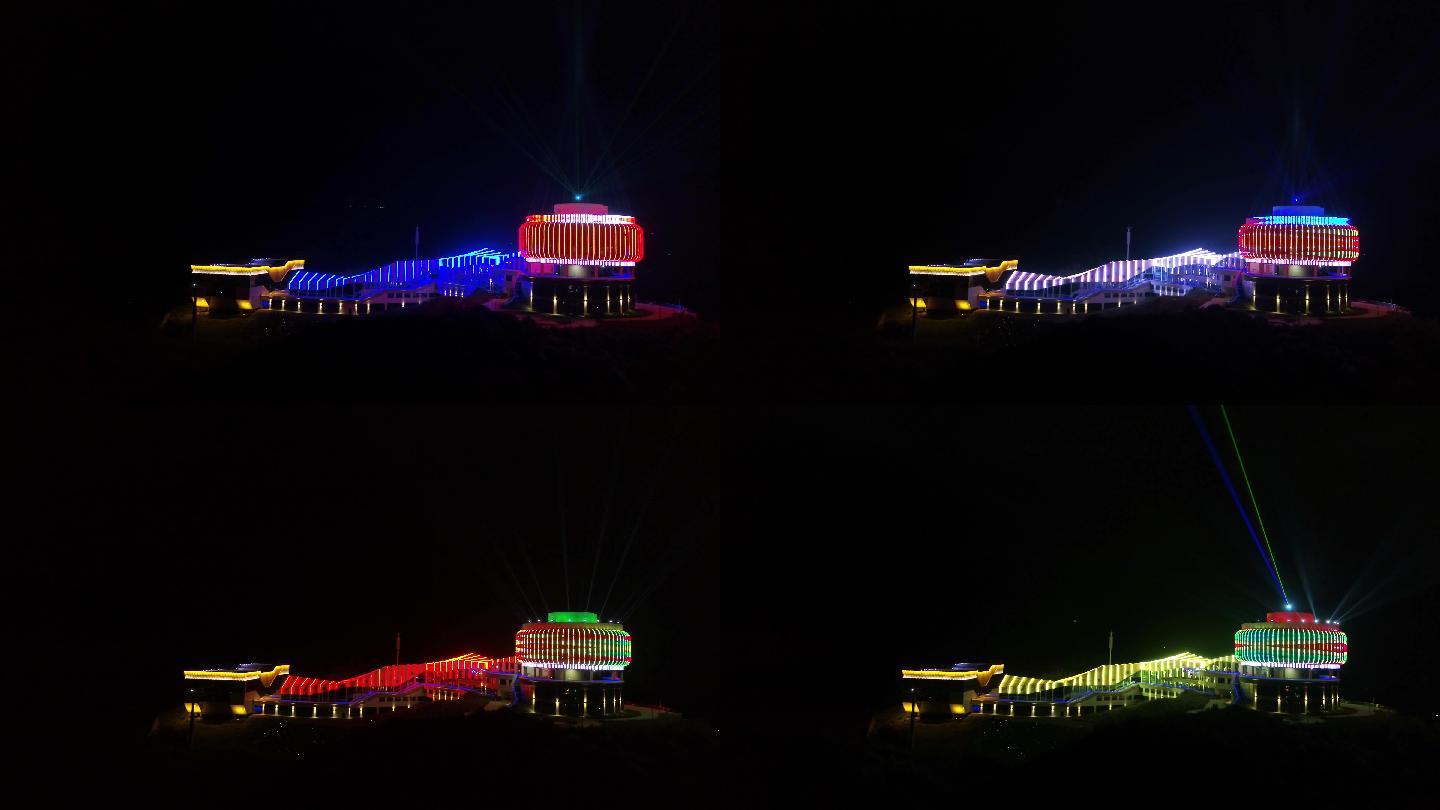 贵州梅花山世界第一索道龙滩站夜景航拍