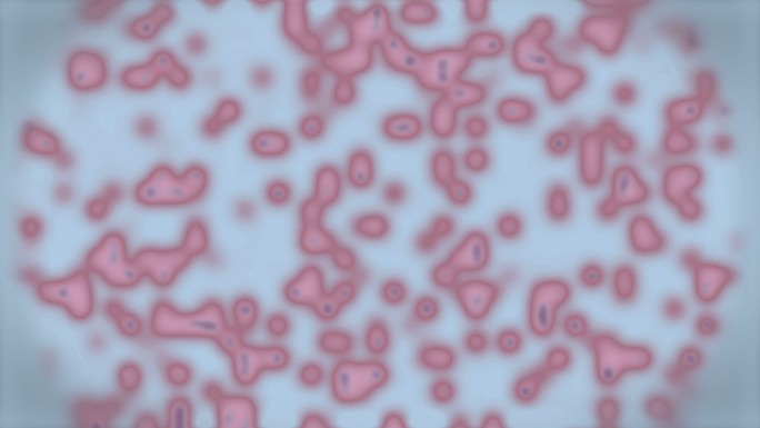 显微镜下的红色生物病毒型。