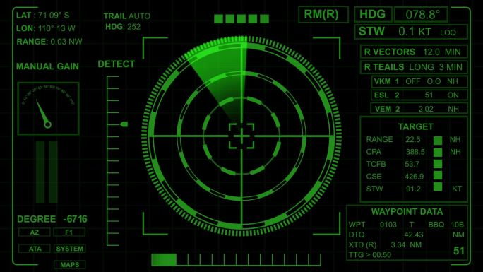 雷达屏幕雷达动画雷达UI寻找目标
