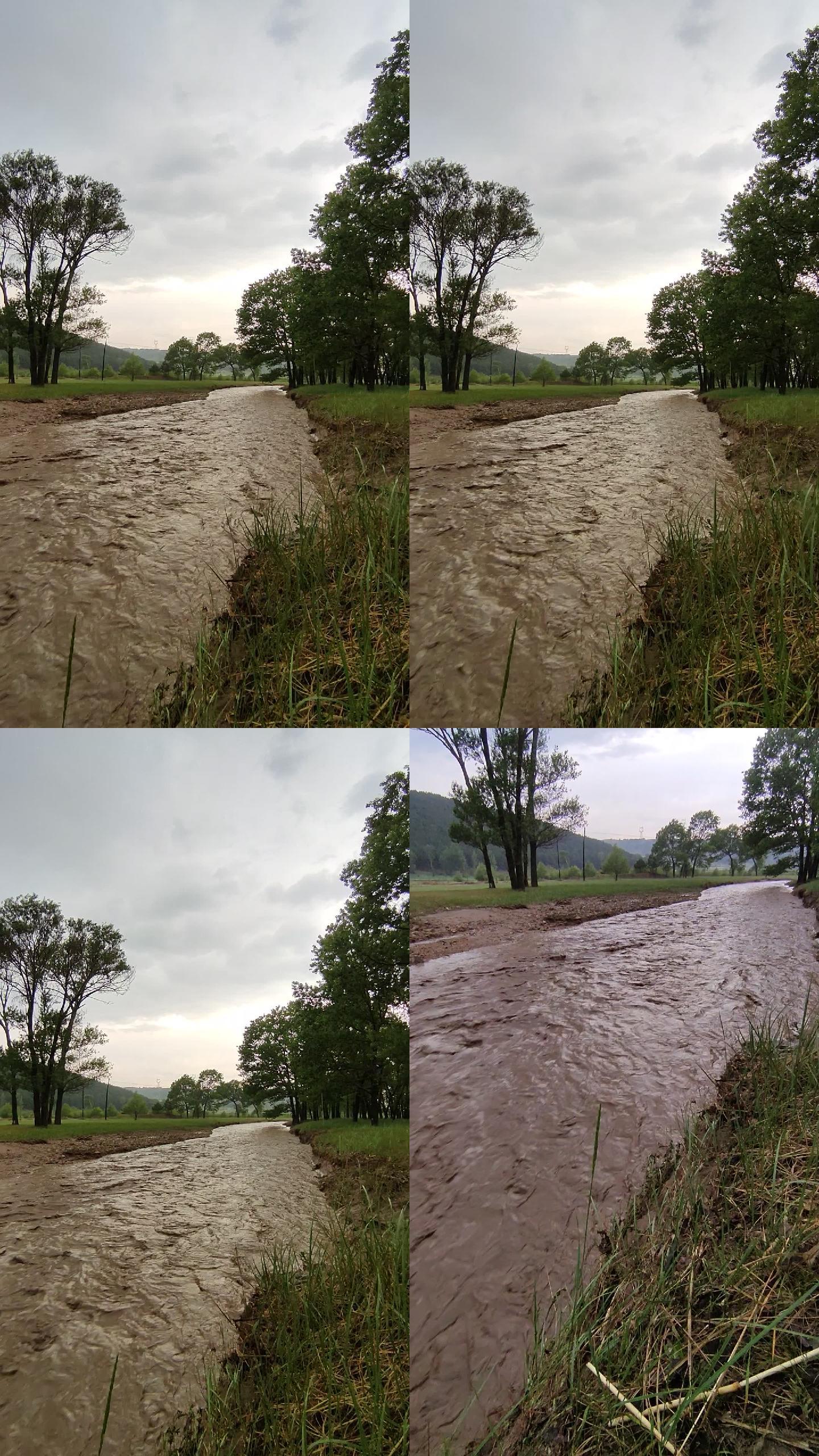 竖版雨季自然灾害河水泛滥