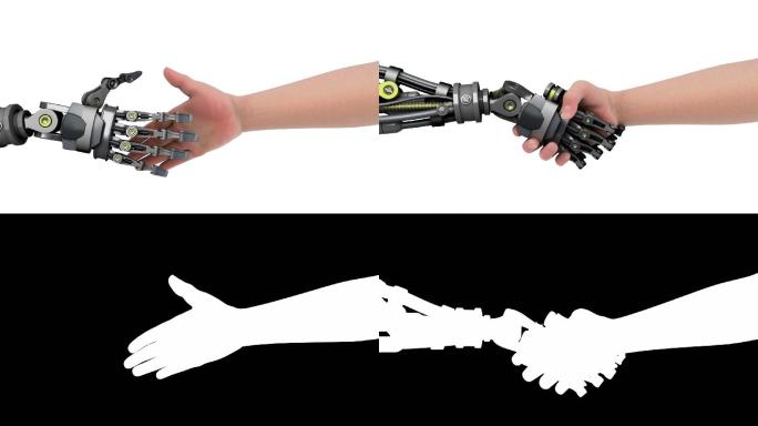 和机器人握手AI人工智能芯片UI高科技大