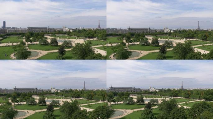 鸟瞰杜伊勒里花园和埃菲尔铁塔