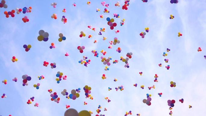 运动会七彩气球满天飞起庆典放飞气球开业