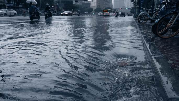 城市街道雨景-高速摄影