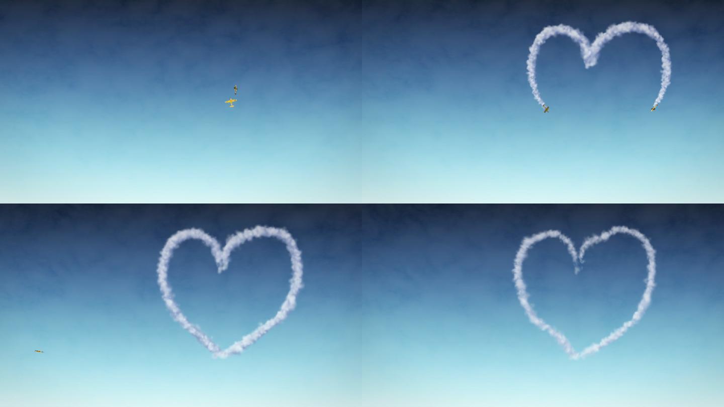 在空中画出心形的两架飞机