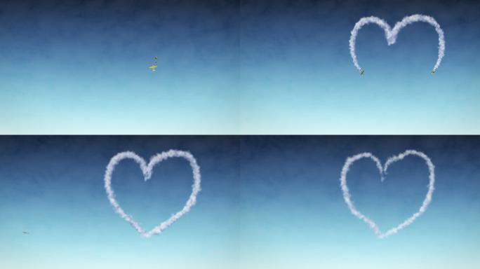 在空中画出心形的两架飞机