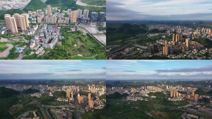 航拍贵州县城平坝城市大景