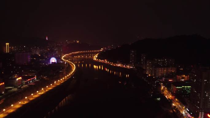 南平延平区4K夜景航拍鸟瞰