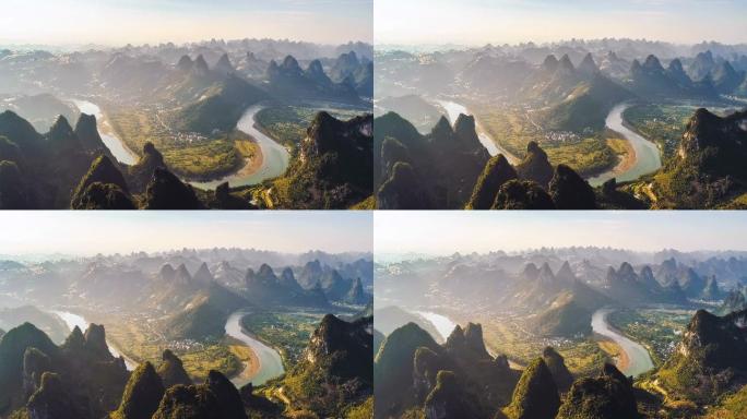 桂林鸟瞰图飞机视角旅游