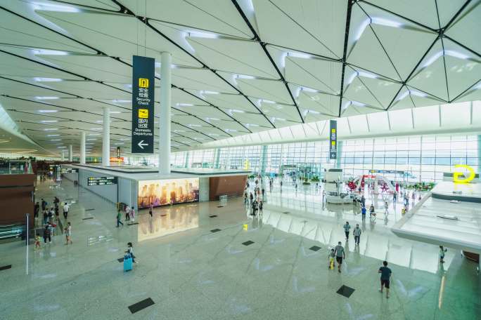 成都天府国际机场航站楼内部延时4K