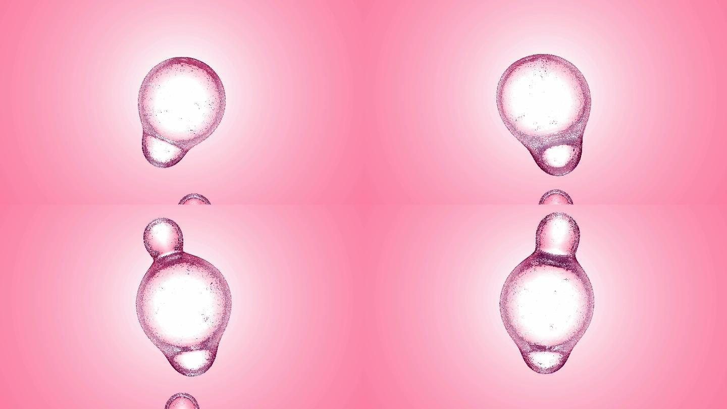 粉红色粉彩背景上的抽象液体气泡。