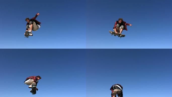 滑板运动员在空中跳跃