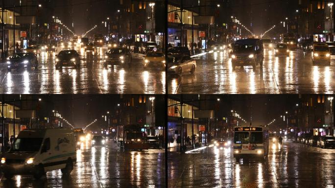 曼哈顿雨夜交通
