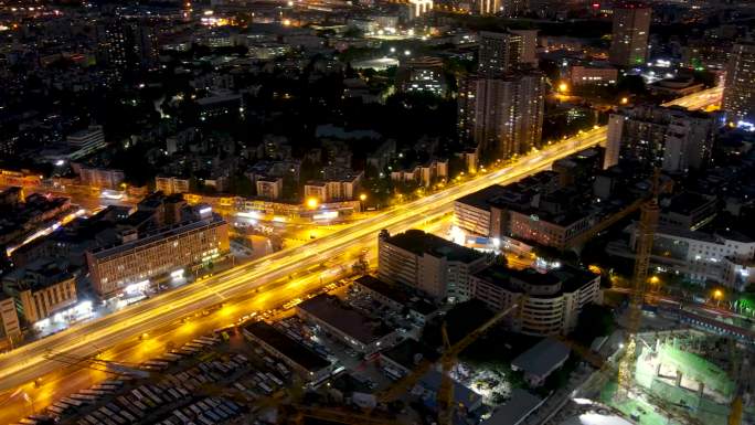 成都城市建筑交通夜景航拍延时