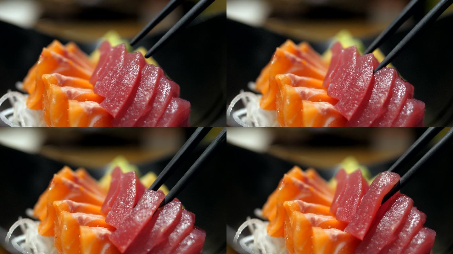 红金枪鱼刺身三文鱼金枪鱼日料寿司美食食材