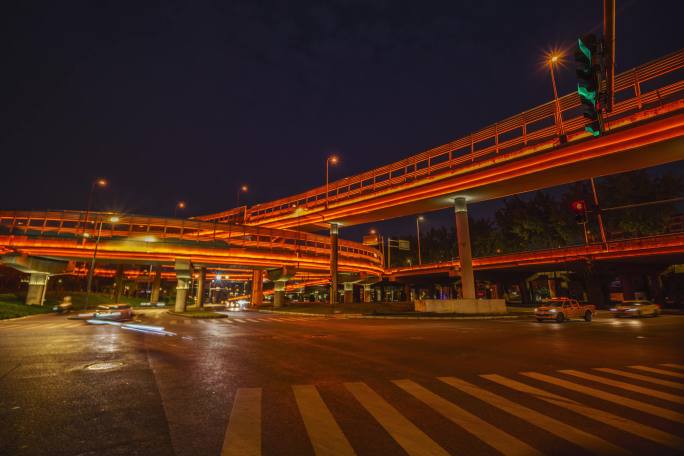 成都南三环蓝天立交夜景延时4K