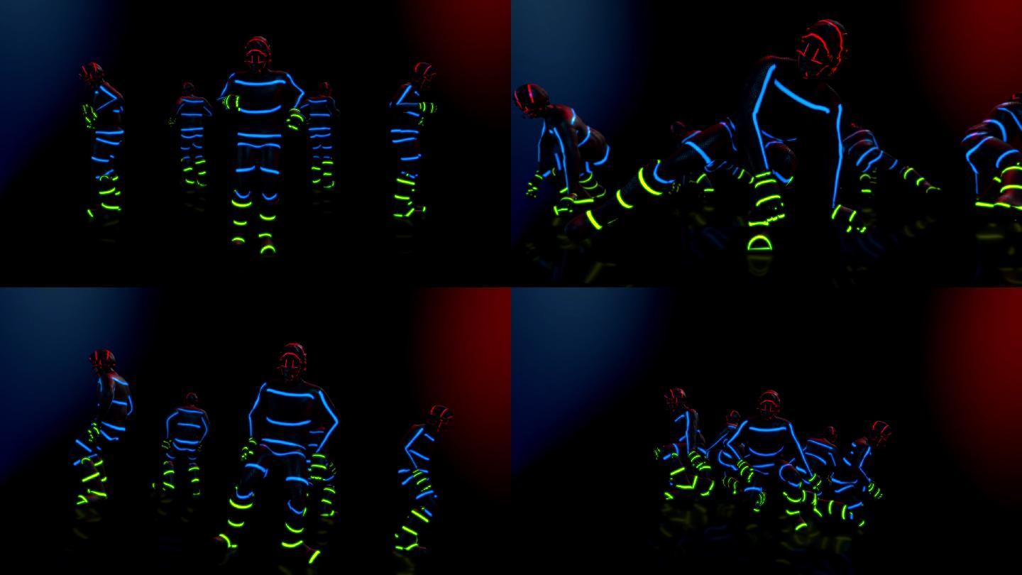 男舞蹈团表演身穿霓虹灯服装