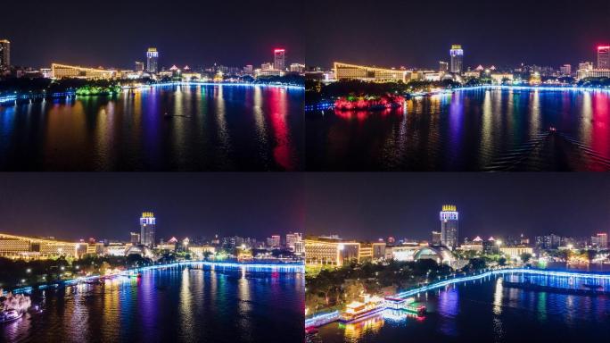 肇庆星湖七星岩旅游城市夜景航拍