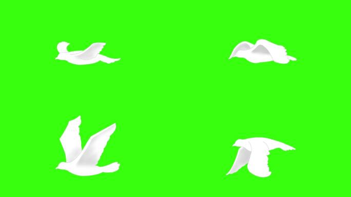 绿屏上飞翔的白鸟