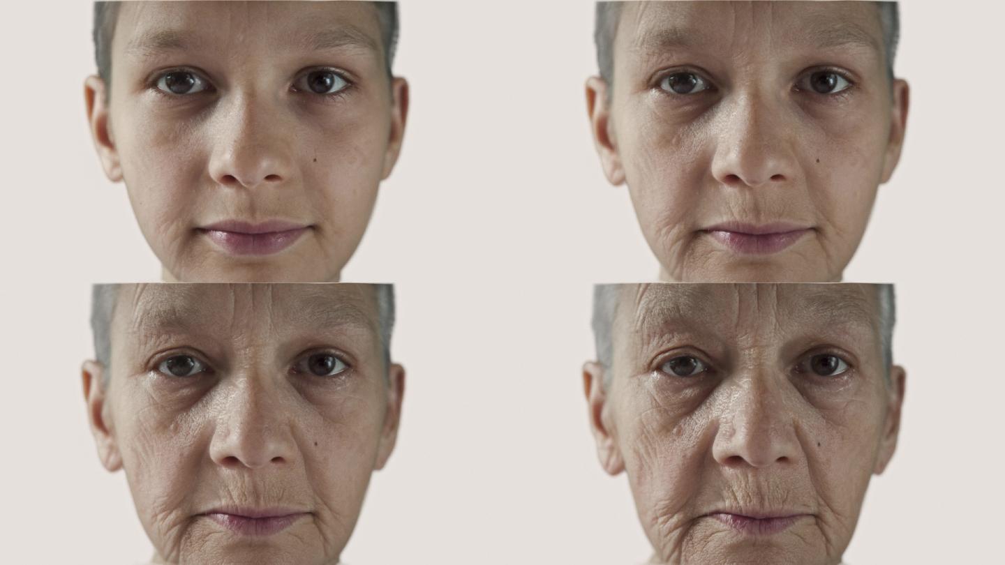 抗衰老过程，亚洲女性面部肌肤具有抗衰老的程序，嫩肤、提拉、紧致面部肌肤，恢复青春抗皱肌肤。老与年轻的概念。照片摄影图片_ID ...