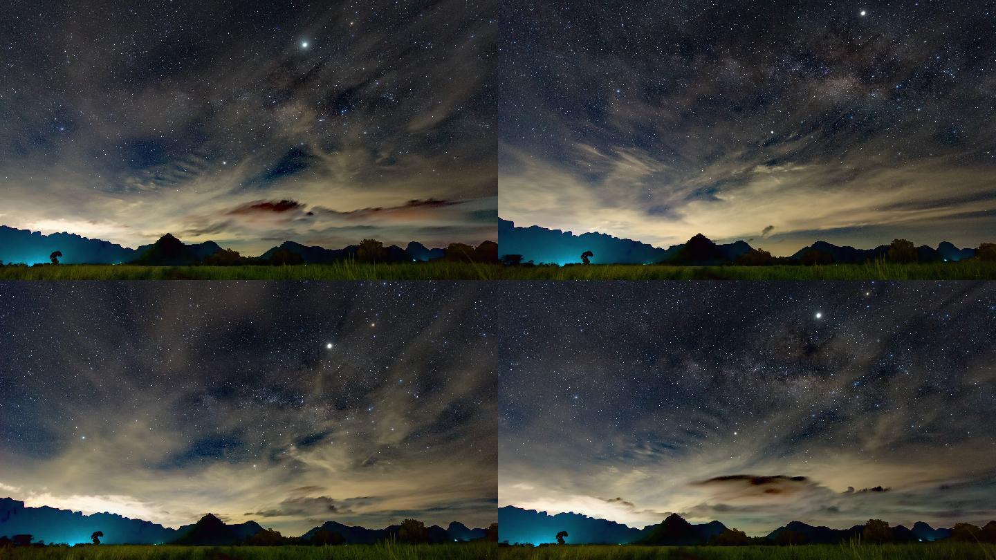 银河系在风景如画的山上延时视频