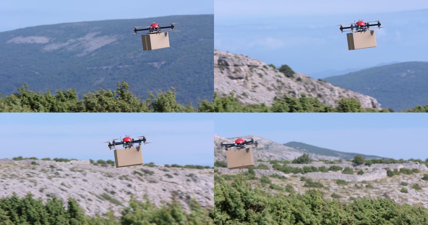 无人机在山顶上运送包裹