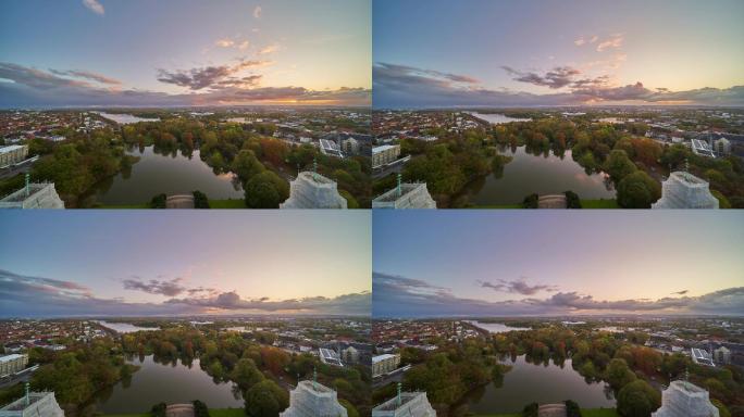 汉诺威鸟瞰图大景全景城市地标建筑风光风景