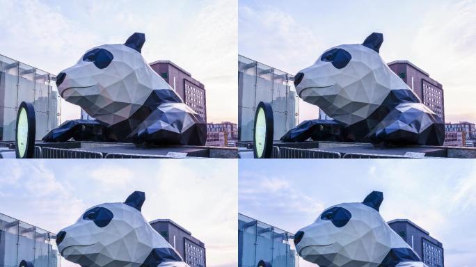 成都春熙路IFS国金中心熊猫雕塑延时4K