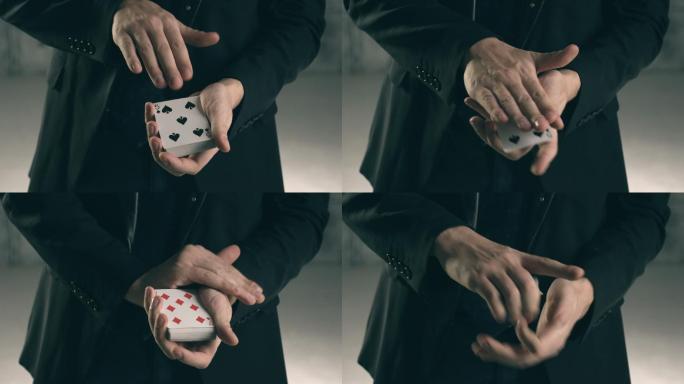 魔术师的手表演纸牌戏法