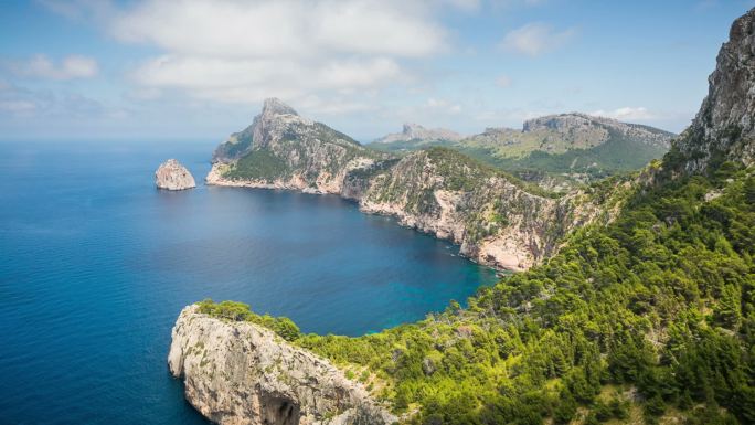 马略卡岛海岸景色时间流逝