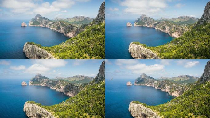 马略卡岛海岸景色时间流逝