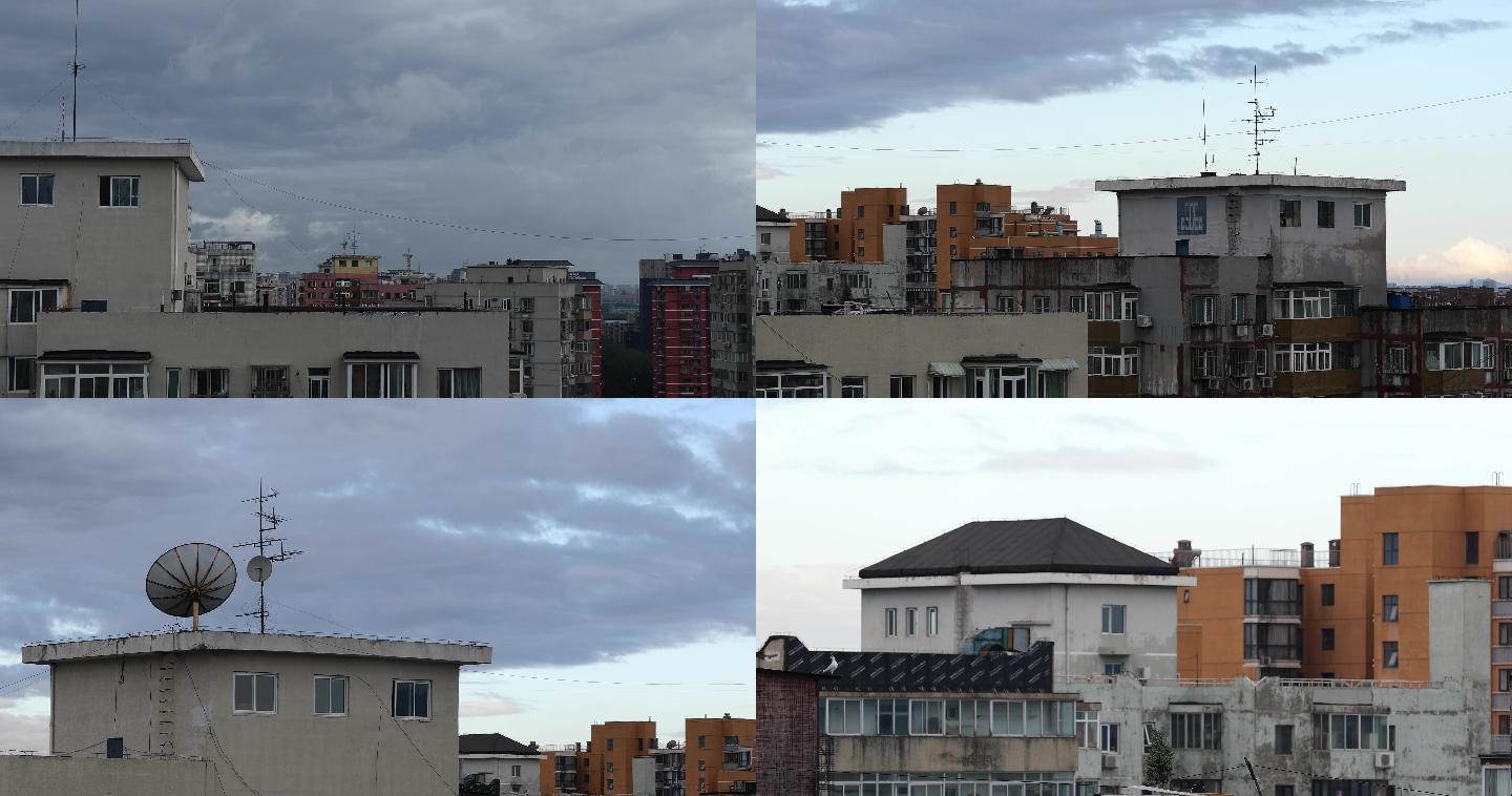 城市清晨，雨后居民楼，北京住宅小区