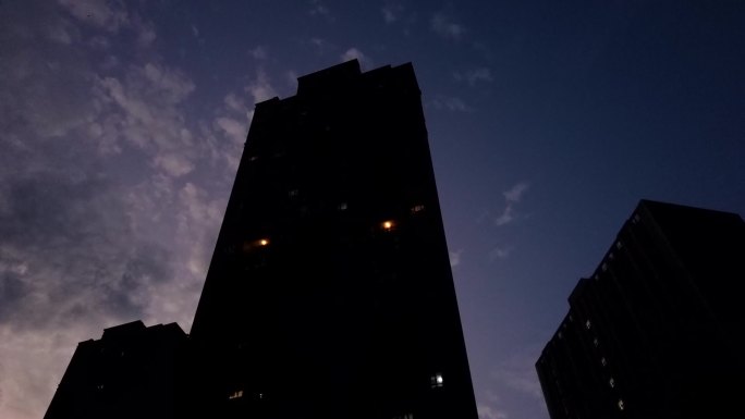 延时摄影城市建筑入夜