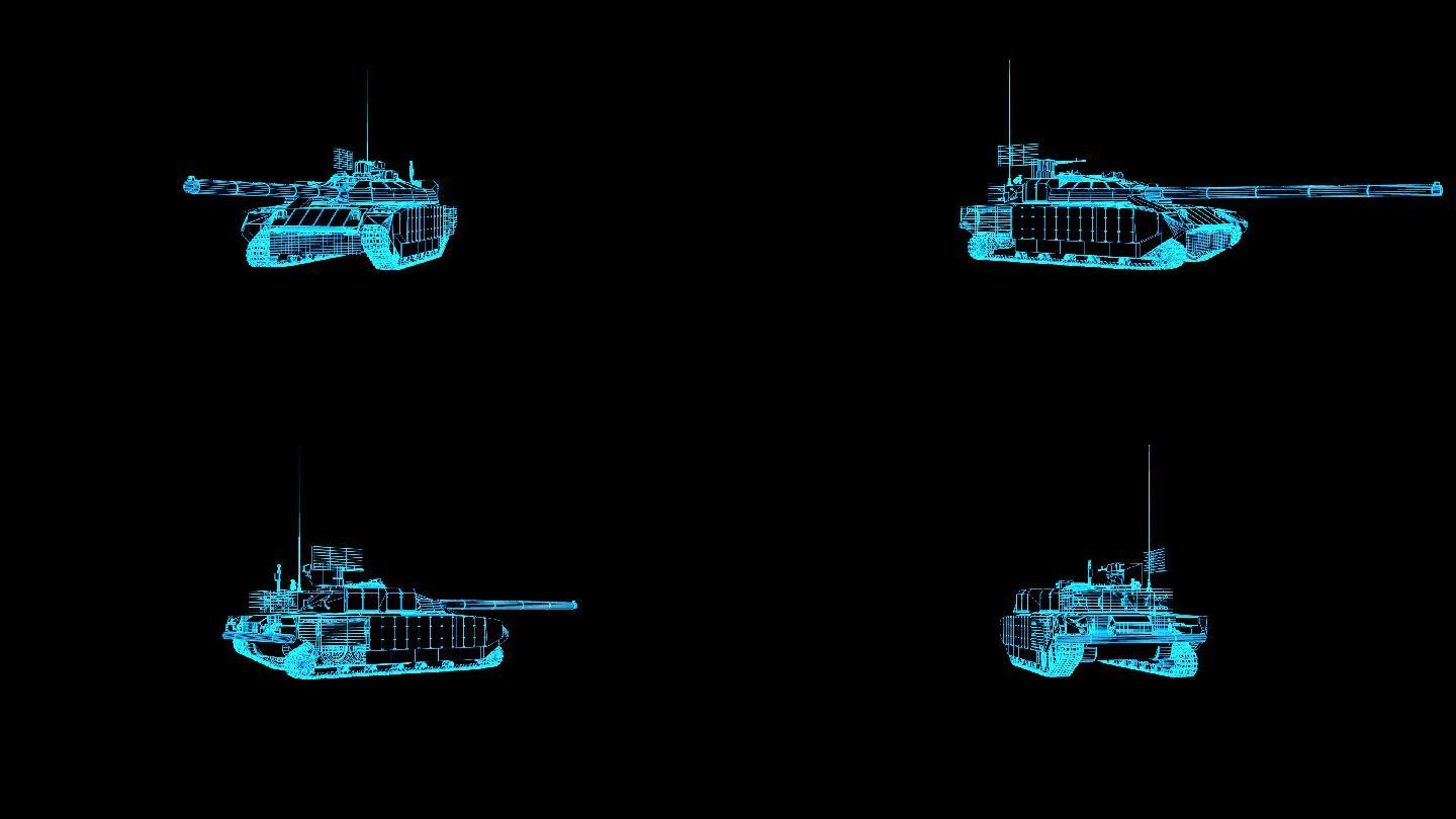蓝色全息科技重型坦克旋转带通道