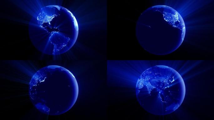 高清-夜间旋转地球（可循环）