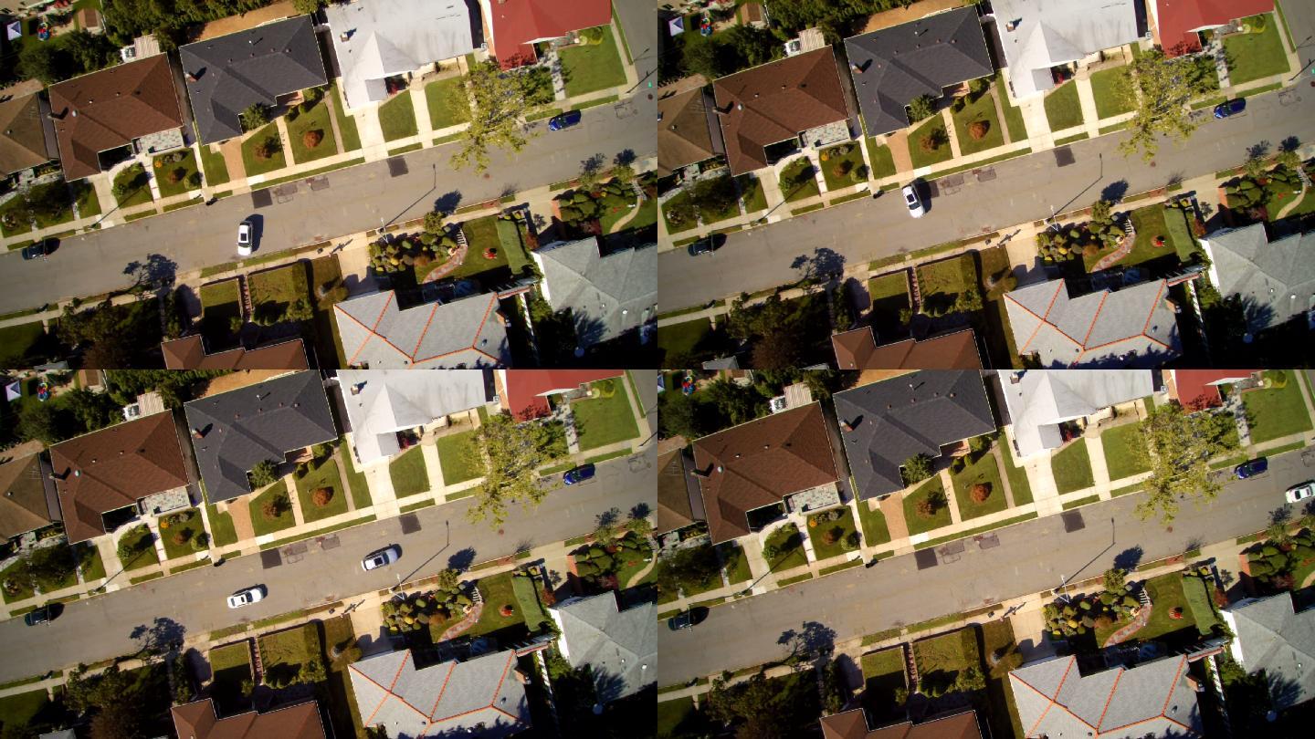 美国纽约市皇后村居民区的空中镜头