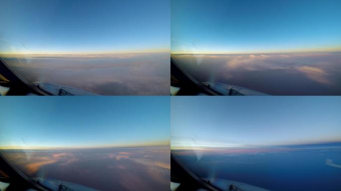 飞机座舱视图时间点日落云