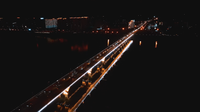 4K长沙猴子石大桥夜景航拍空镜