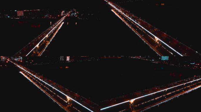 4K长沙猴子石大桥夜景航拍空镜