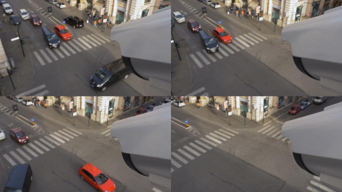 红绿灯交叉口的监控摄像头