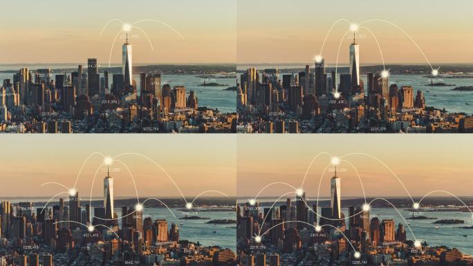 曼哈顿天际线城市网络鸟瞰图