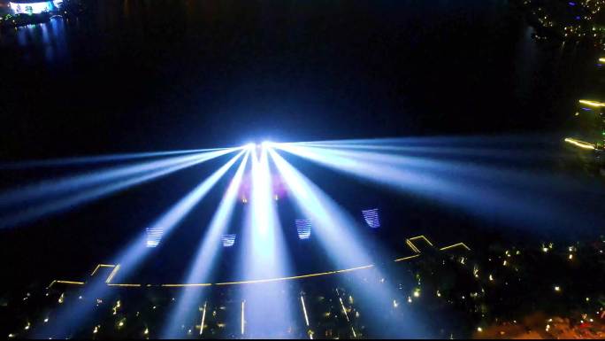南京市六合区龙池湖灯光秀4k航拍