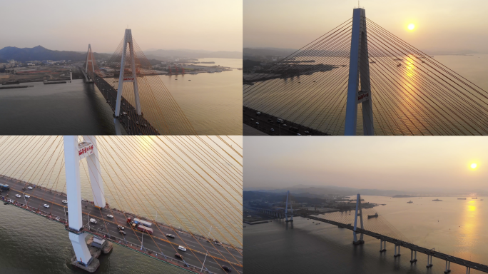 航拍汕头礐石大桥内海湾