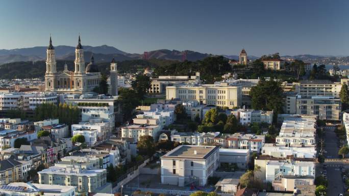 旧金山鸟瞰图美国旧金山航拍美国移民留学
