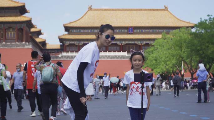 故宫游客人流北京疫情出游自拍4K